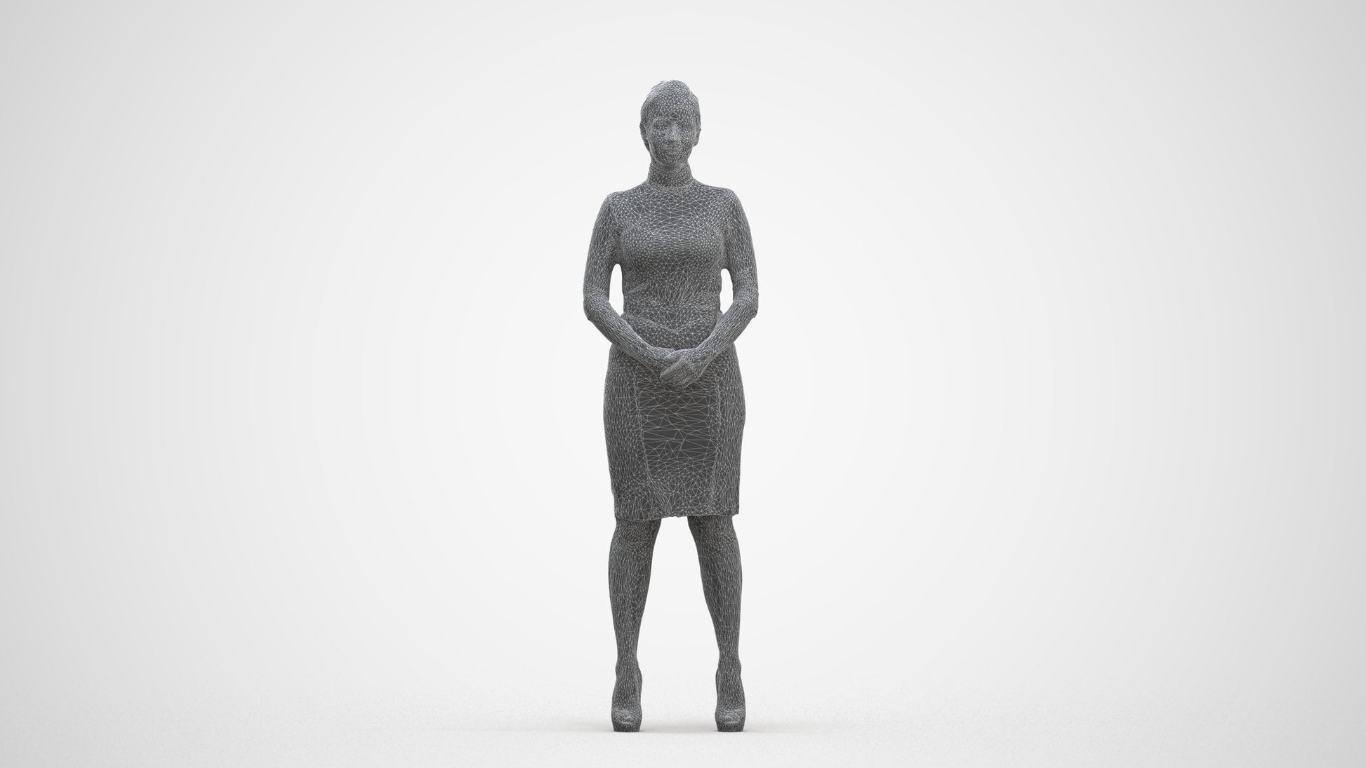 scanned 3D woman business, photogrammetry people for Enscape and V-Ray, three-quarter front view render
