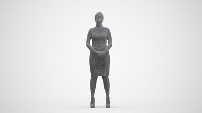 scanned 3D woman business, photogrammetry people for Enscape and V-Ray, three-quarter front view render