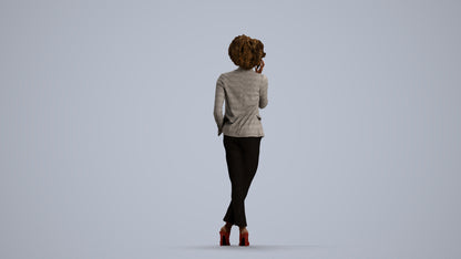 realistic 3D woman business standing, scanned archviz people for Blender and 3ds Max, front view render