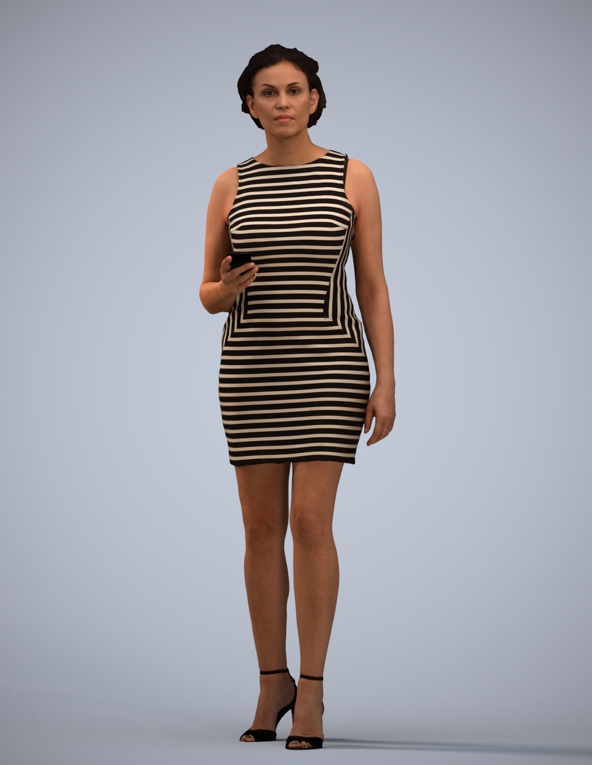 scanned 3D woman casual walking, photogrammetry people for Enscape and V-Ray