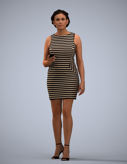 scanned 3D woman casual walking, photogrammetry people for Enscape and V-Ray