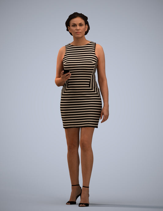 scanned 3D woman casual walking, photogrammetry people for Enscape and V-Ray