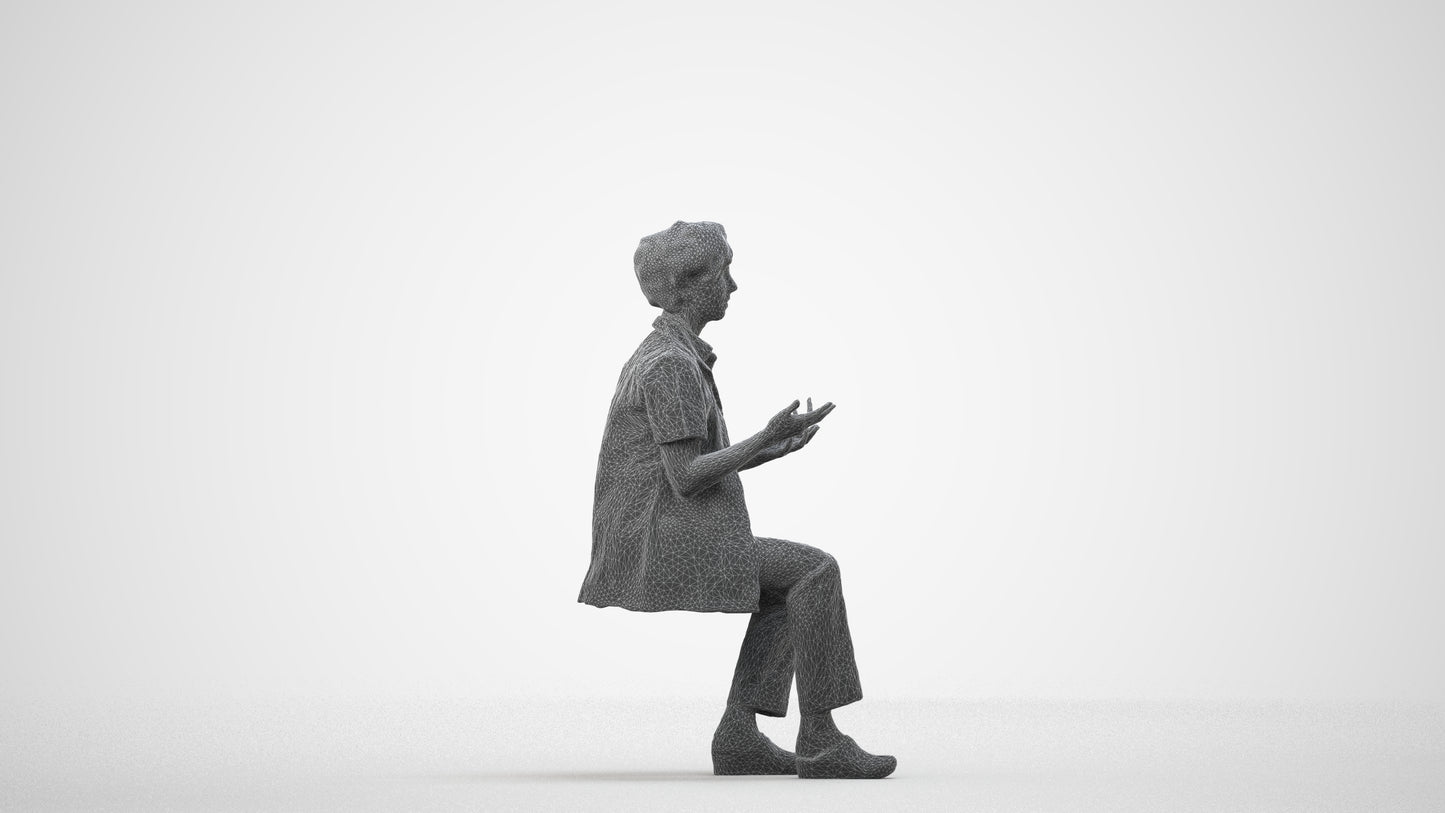 scanned 3D woman medical, photogrammetry people for Enscape and V-Ray, wireframe side view