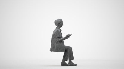 scanned 3D woman medical, photogrammetry people for Enscape and V-Ray, wireframe side view