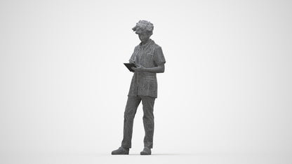 3D scanned woman medical, photorealistic archviz people for Enscape and SketchUp, wireframe back view