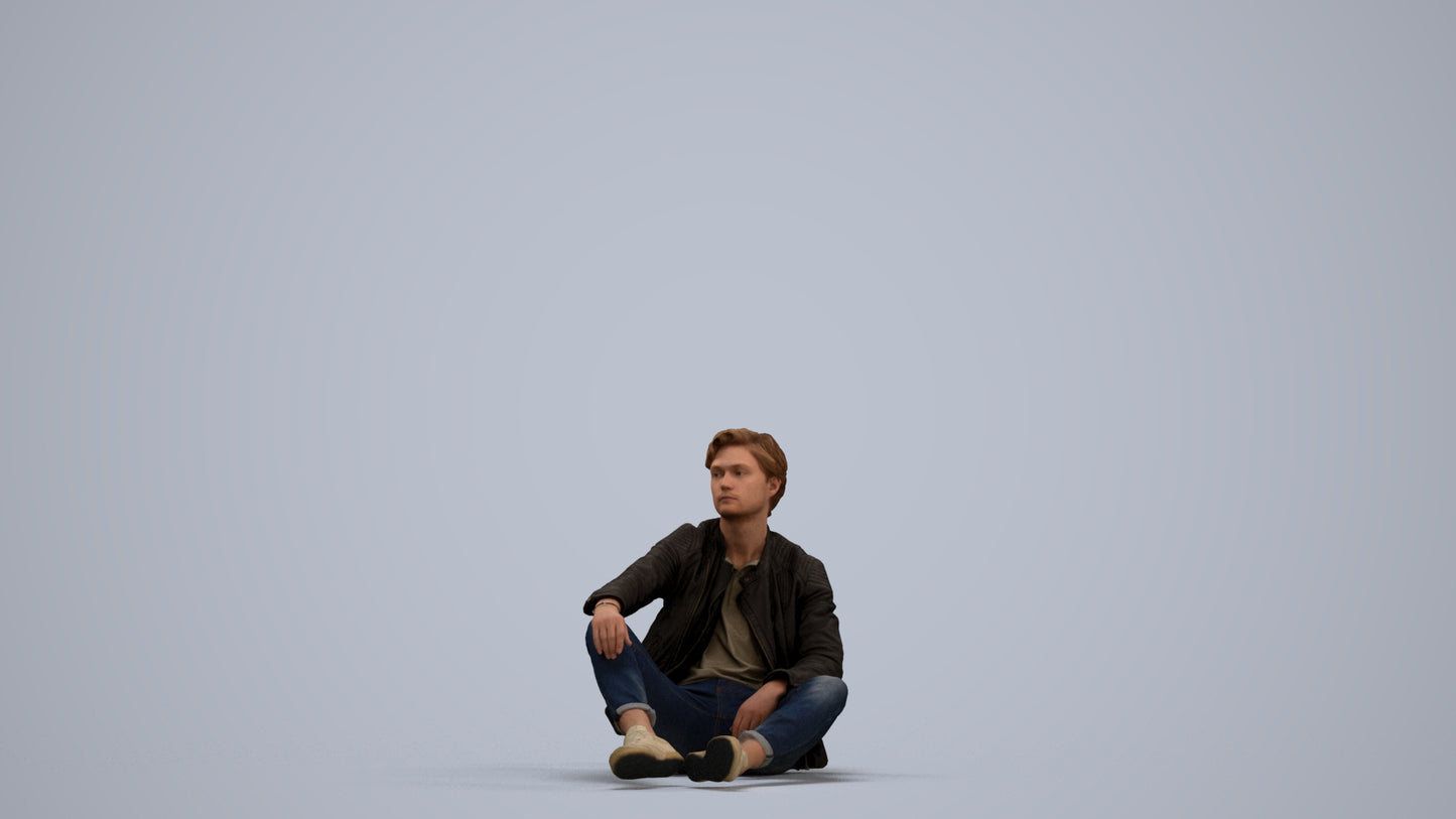 realistic 3D people man casual sitting, render-ready for V-Ray and Corona, FBX OBJ, standing pose render