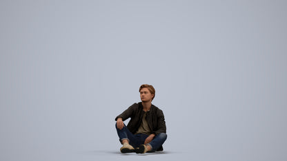realistic 3D people man casual sitting, render-ready for V-Ray and Corona, FBX OBJ, standing pose render