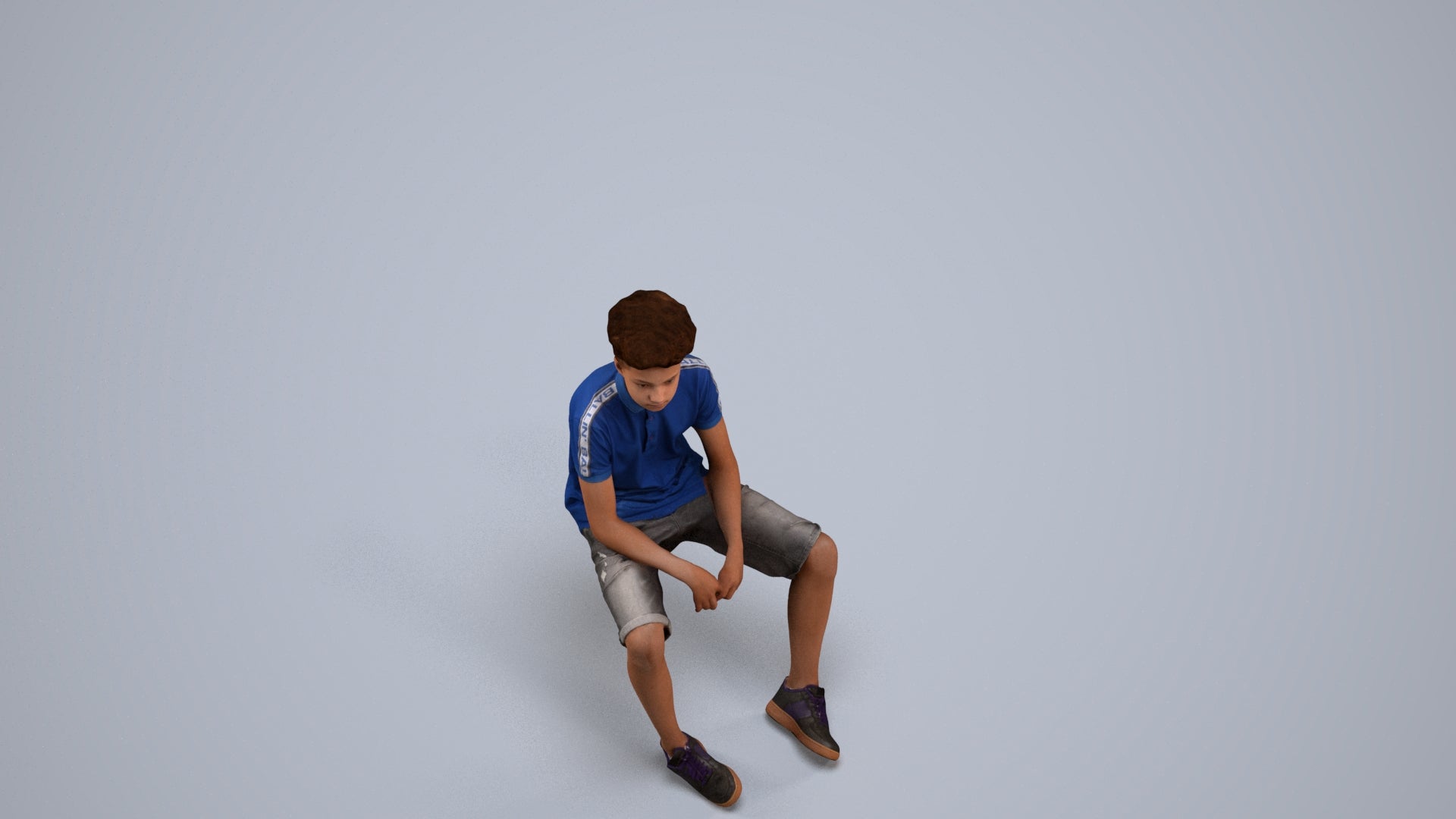 3D scanned boy kids casual, photorealistic archviz people for Enscape and SketchUp, back view render