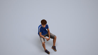 3D scanned boy kids casual, photorealistic archviz people for Enscape and SketchUp, back view render
