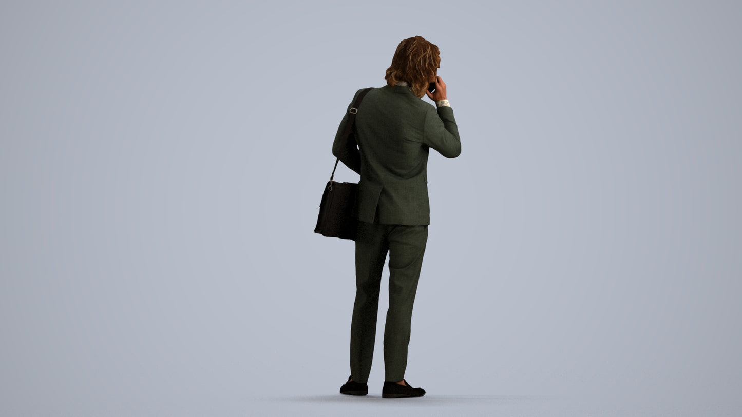 3D scanned man business, photorealistic archviz people for Enscape and SketchUp, front view render