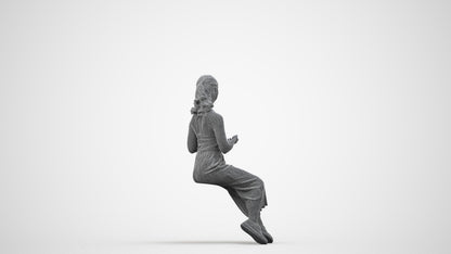 3D people model girl casual kids, scanned human for 3ds Max rendering, wireframe side view