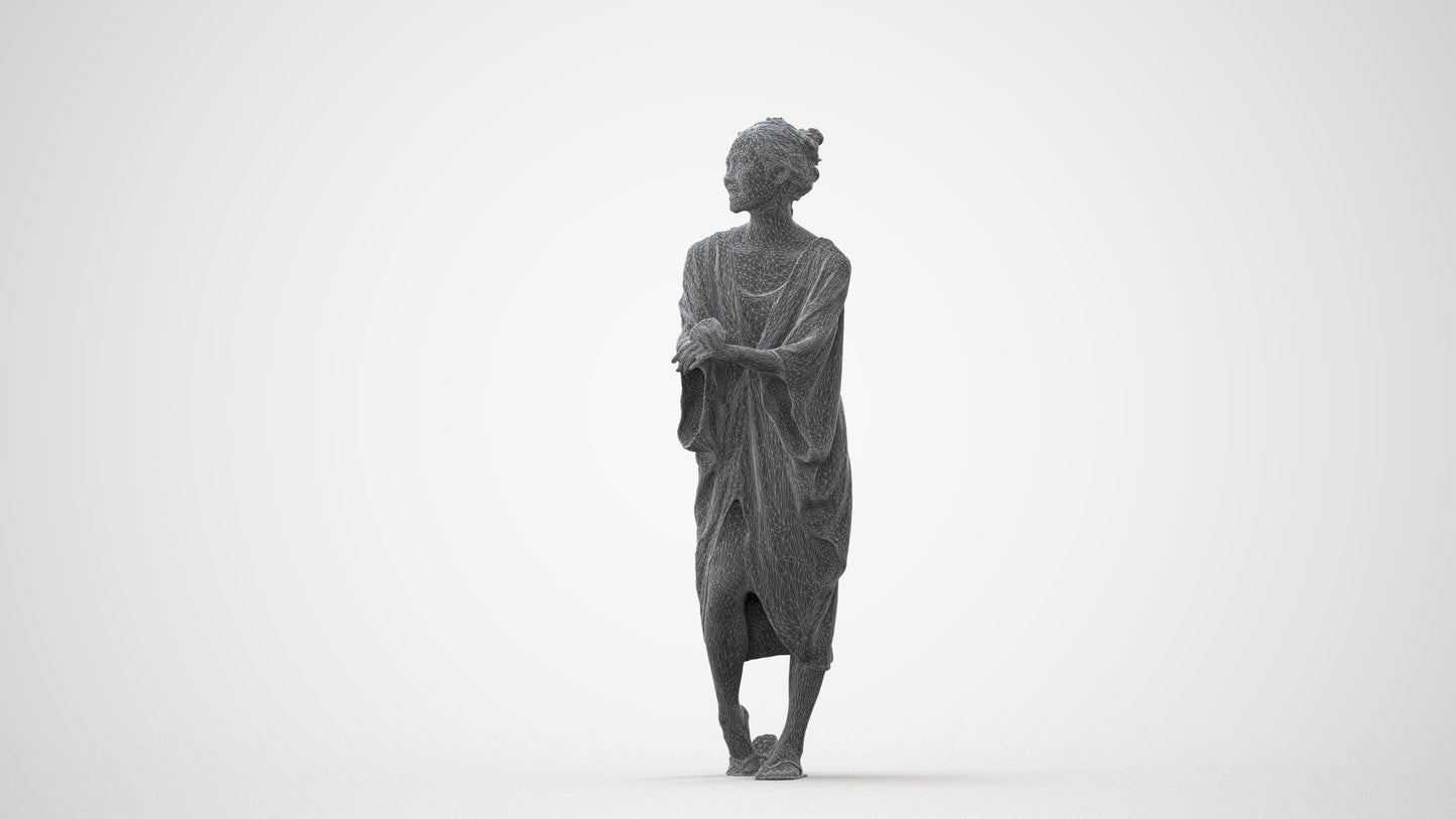 photogrammetry 3D woman casual walking, realistic human model archviz FBX, square thumbnail