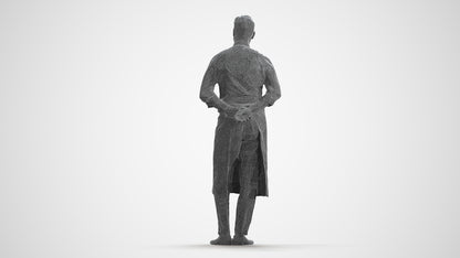 scanned 3D man hospitality, photogrammetry people for Enscape and V-Ray, wireframe front view
