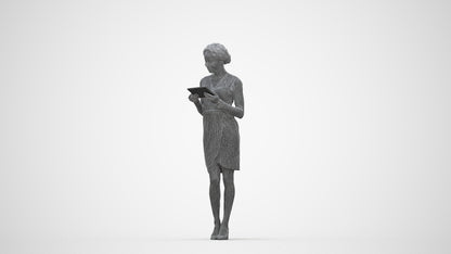 realistic 3D people woman casual walking, render-ready for V-Ray and Corona, FBX OBJ, wireframe back view