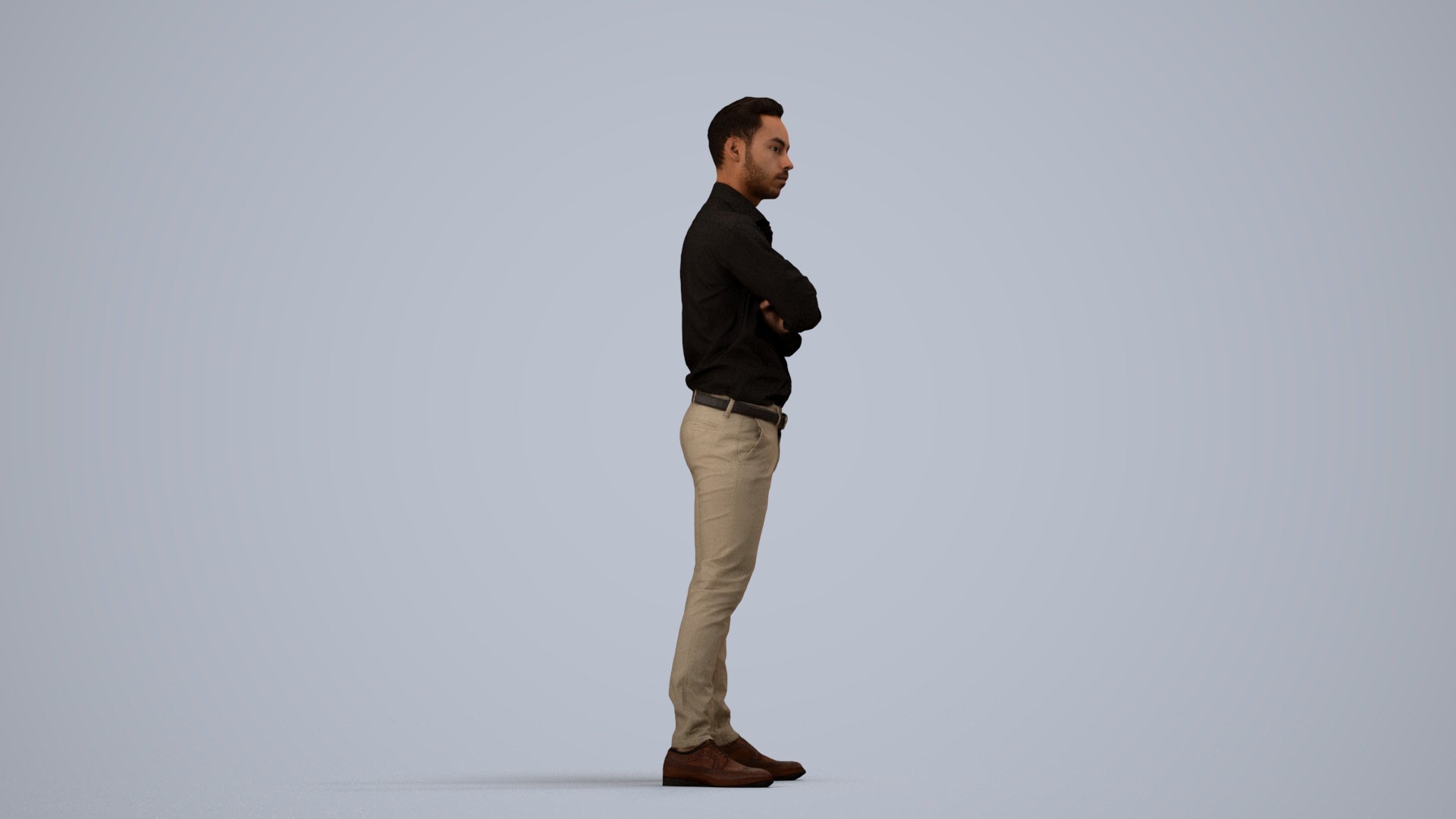 realistic 3D people man business, render-ready for V-Ray and Corona, FBX OBJ, side view render