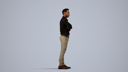 realistic 3D people man business, render-ready for V-Ray and Corona, FBX OBJ, side view render