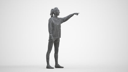 3D human model woman sport, photogrammetry scanned person for archviz, three-quarter front view render
