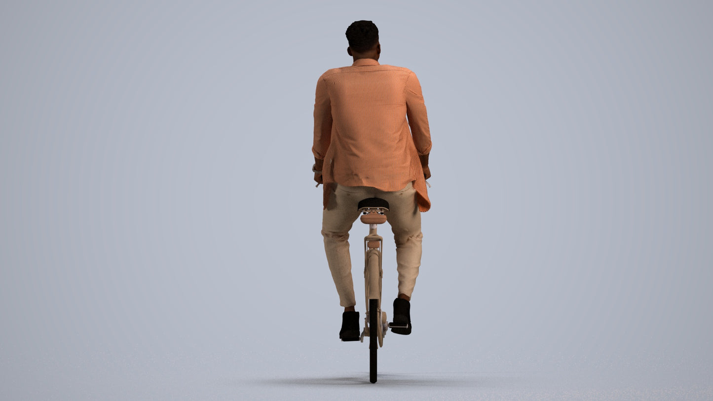 3D people model man casual cycling, scanned human for 3ds Max rendering, front view render