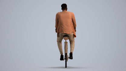 3D people model man casual cycling, scanned human for 3ds Max rendering, front view render