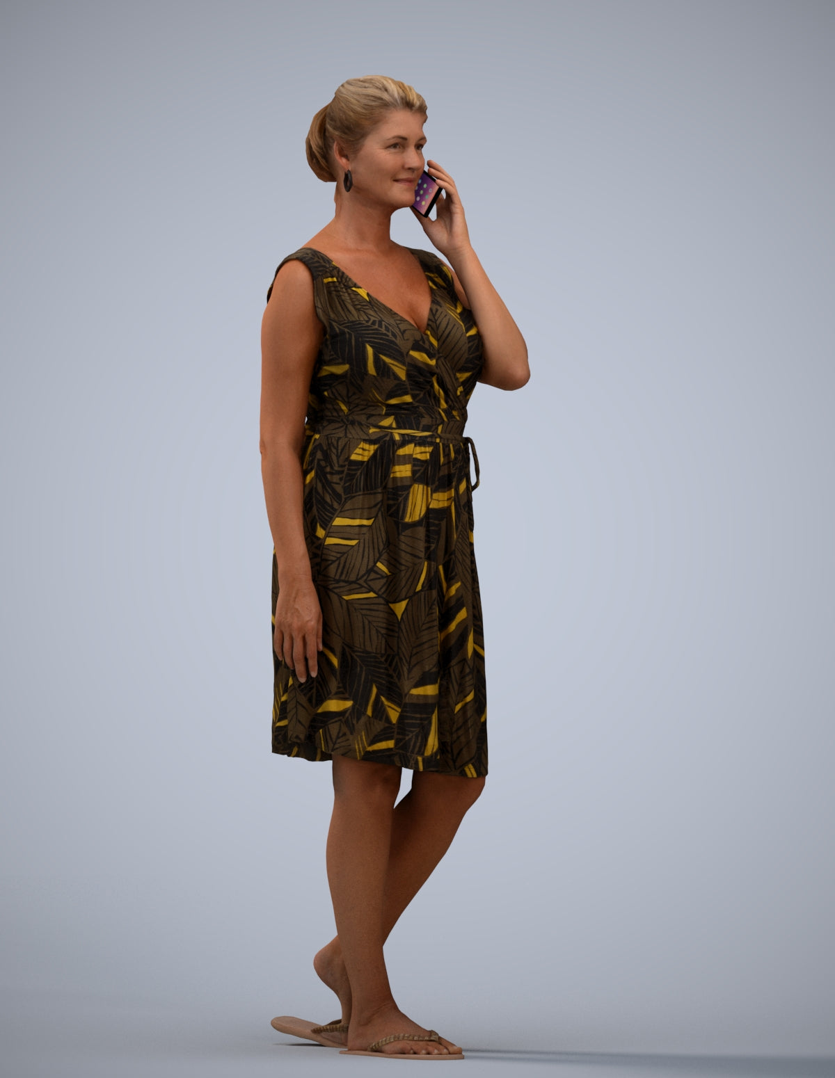 realistic 3D woman casual walking, scanned archviz people for Blender and 3ds Max