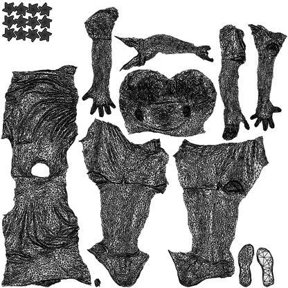 realistic 3D boy sport kids, scanned archviz people for Blender and 3ds Max, wireframe top-down view