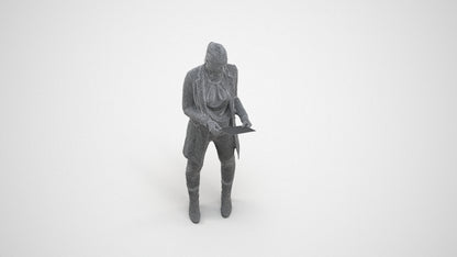 scanned 3D woman business standing, photogrammetry people for Enscape and V-Ray, wireframe three-quarter view