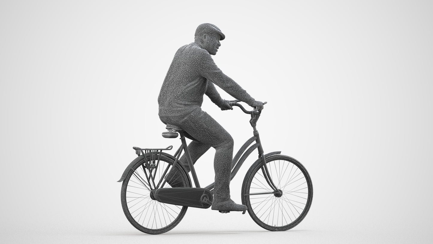 realistic 3D people man casual cycling, render-ready for V-Ray and Corona, FBX OBJ, wireframe side view
