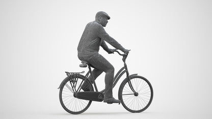 realistic 3D people man casual cycling, render-ready for V-Ray and Corona, FBX OBJ, wireframe side view