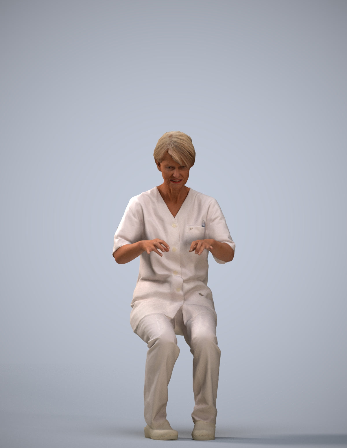 realistic 3D human senior woman medical, archviz people FBX OBJ for Blender
