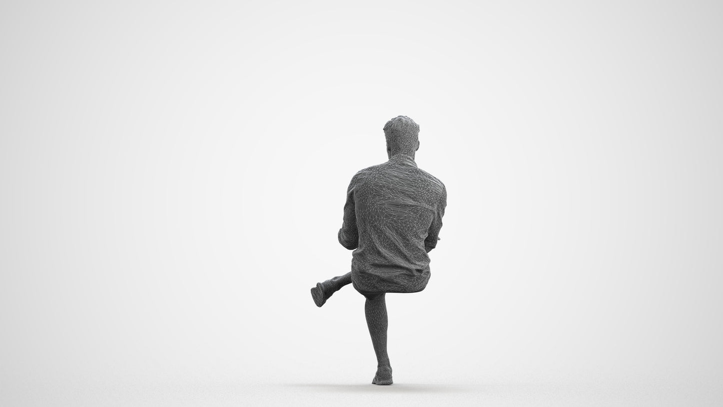 realistic 3D man casual sitting, scanned archviz people for Blender and 3ds Max, wireframe front view
