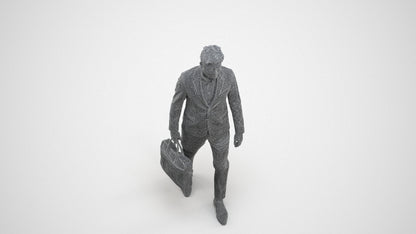3D human model man business, photogrammetry scanned person for archviz, wireframe three-quarter view