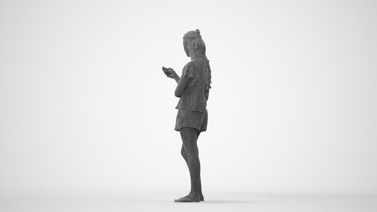 realistic 3D people woman casual standing, render-ready for V-Ray and Corona, FBX OBJ, square thumbnail