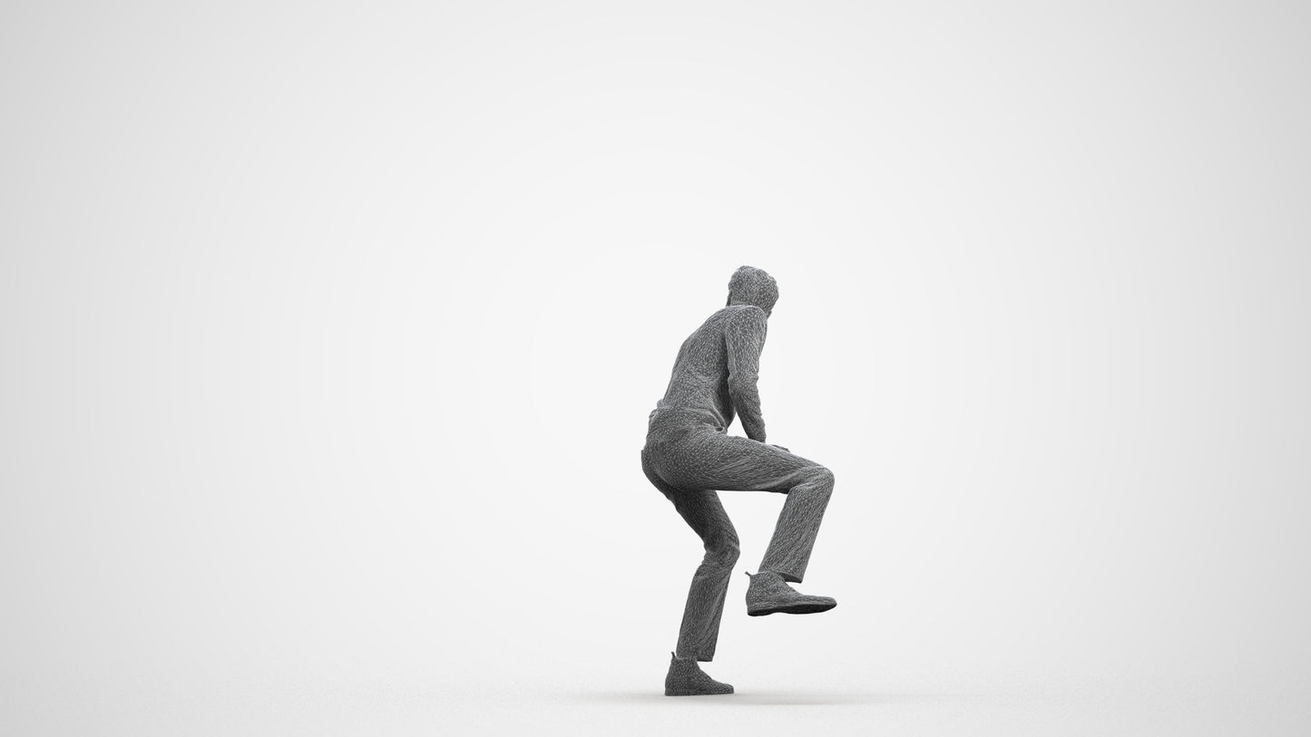 3D scanned man driving casual, photorealistic archviz people for Enscape and SketchUp, wireframe front view