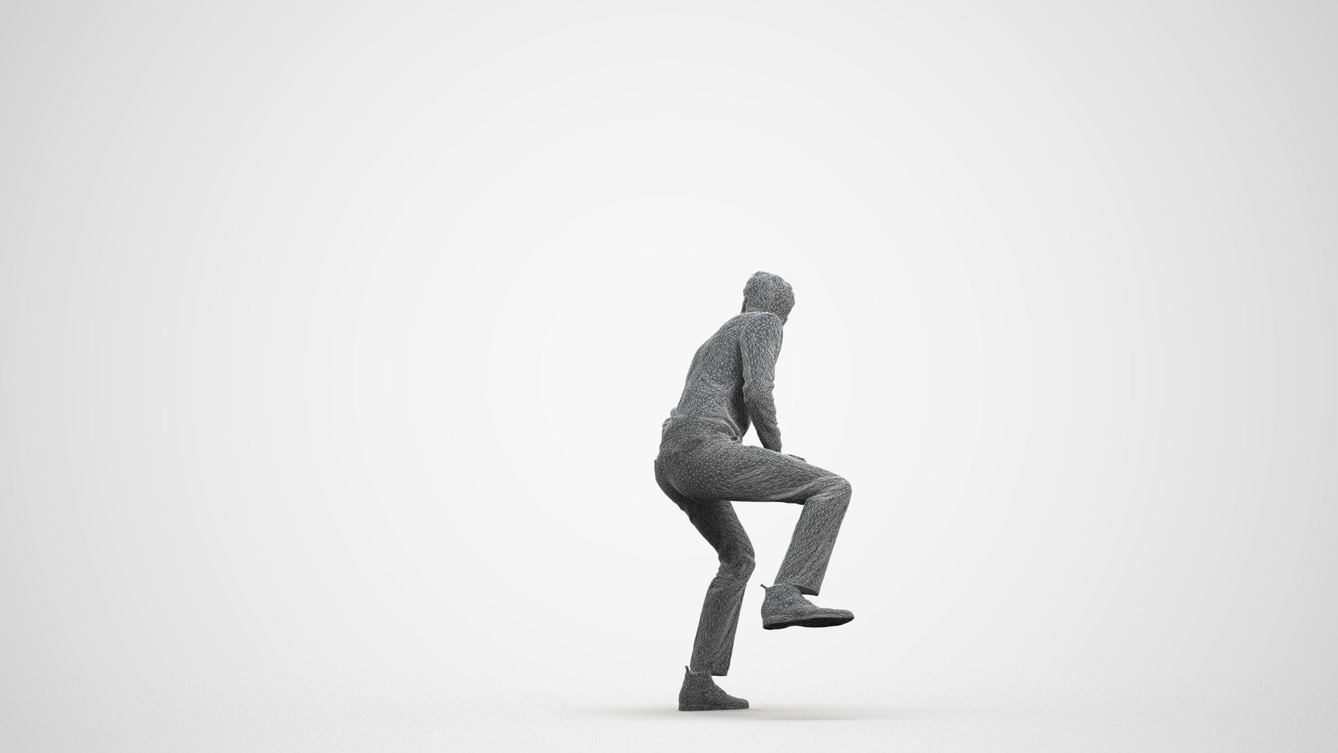 3D scanned man driving casual, photorealistic archviz people for Enscape and SketchUp, wireframe front view