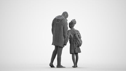 realistic 3D human girl business kids, archviz people FBX OBJ for Blender, wireframe front view