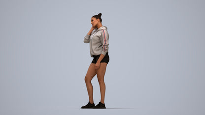 3D people model woman standing, scanned human for 3ds Max rendering, top-down view render