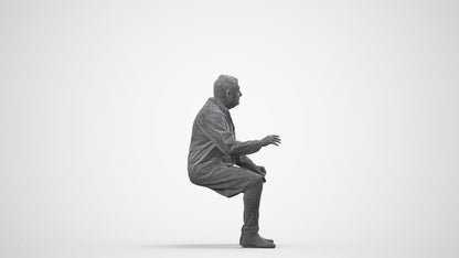 3D human model man medical, photogrammetry scanned person for archviz, wireframe side view