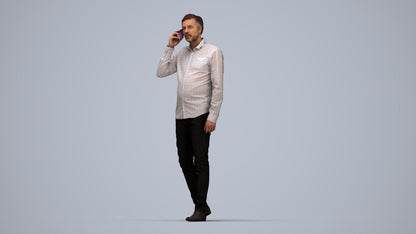 3D scanned man walking business, photorealistic archviz people for Enscape and SketchUp, top-down view render