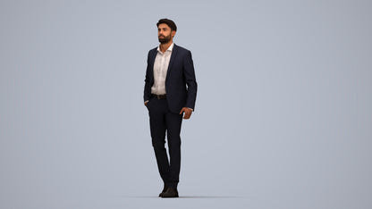 realistic 3D man business, scanned archviz people for Blender and 3ds Max, top-down view render