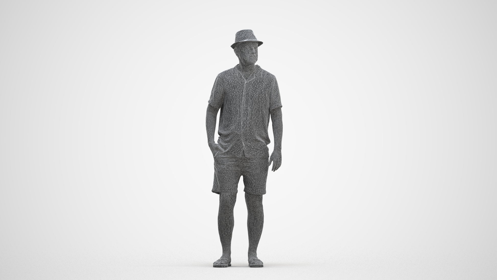 scanned 3D man standing, photogrammetry people for Enscape and V-Ray, three-quarter front view render