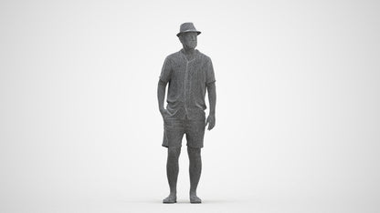 scanned 3D man standing, photogrammetry people for Enscape and V-Ray, three-quarter front view render