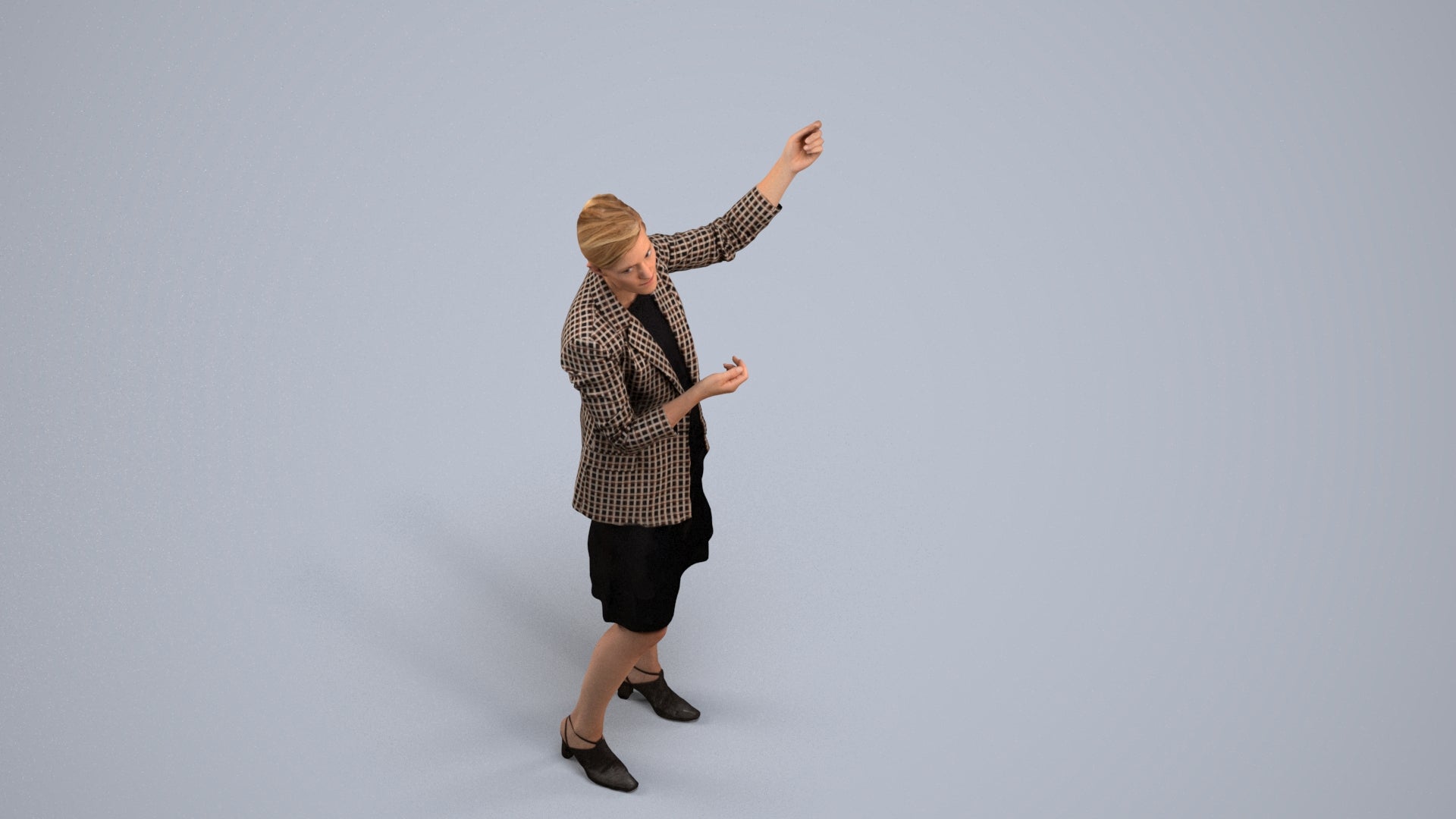 3D scanned woman business, photorealistic archviz people for Enscape and SketchUp, back view render