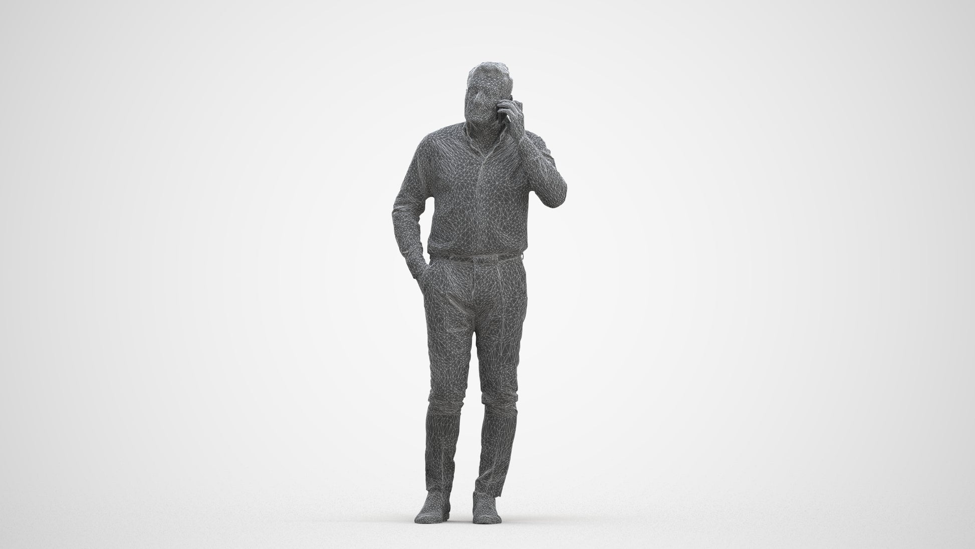realistic 3D people man casual standing, render-ready for V-Ray and Corona, FBX OBJ, three-quarter front view render