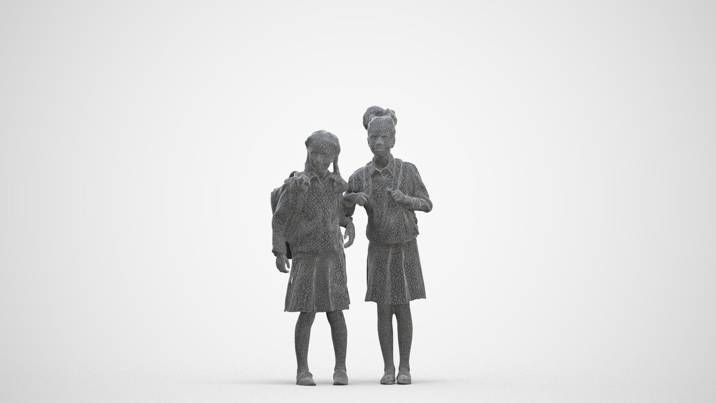 realistic 3D girl kids, scanned archviz people for Blender and 3ds Max, three-quarter front view render