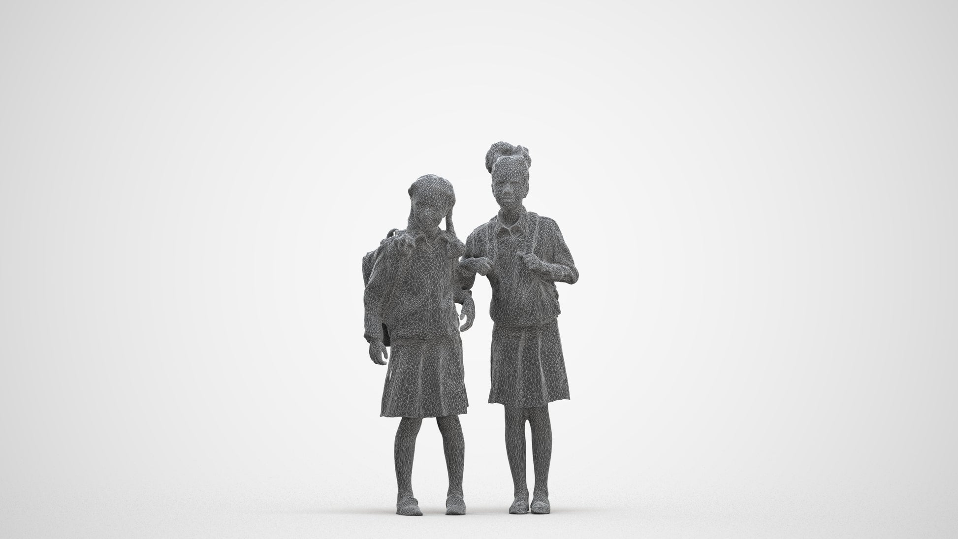 realistic 3D girl kids, scanned archviz people for Blender and 3ds Max, three-quarter front view render