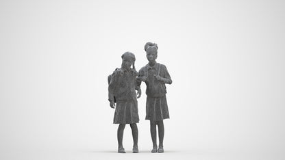 realistic 3D girl kids, scanned archviz people for Blender and 3ds Max, three-quarter front view render