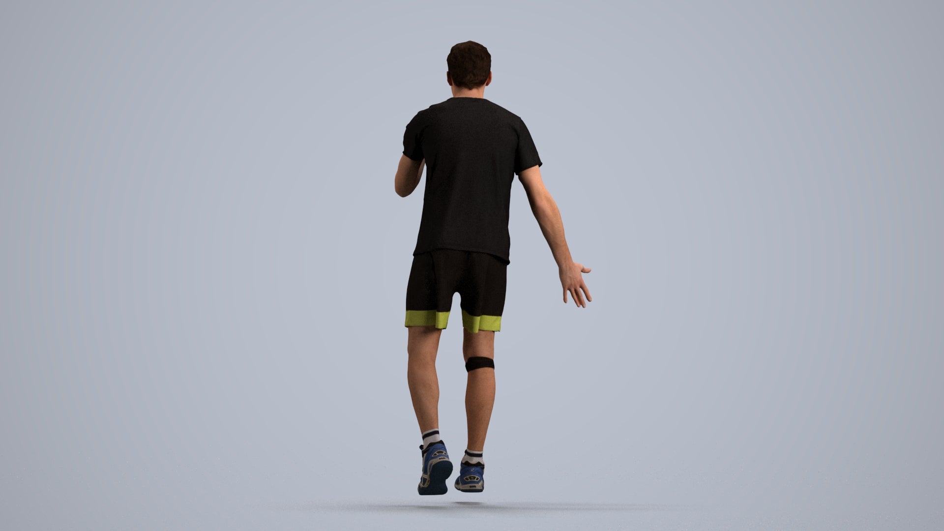 3D human model man sport, photogrammetry scanned person for archviz, front view render
