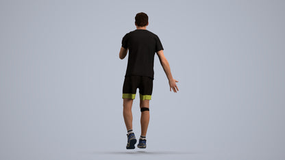3D human model man sport, photogrammetry scanned person for archviz, front view render