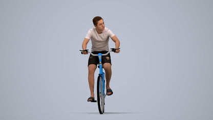 photogrammetry 3D boy casual cycling, realistic human model archviz FBX, top-down view render