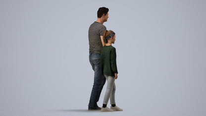 photogrammetry 3D girl casual walking, realistic human model archviz FBX, side view render